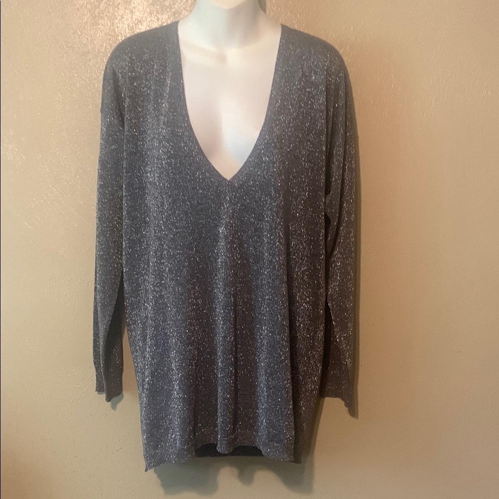 Modern Images XL Gray Metallic Silk Blend Sweater